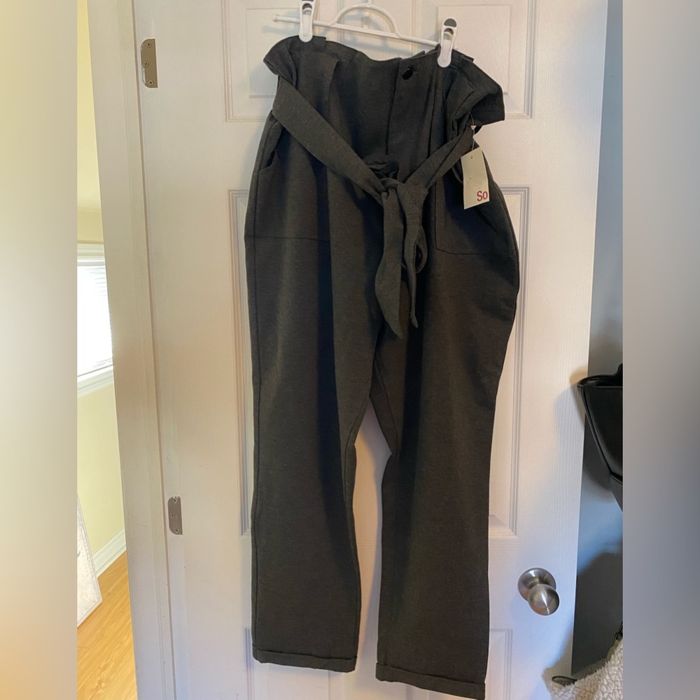 Paper Bag Waist Heather Gray Dress Pant size 24 plus